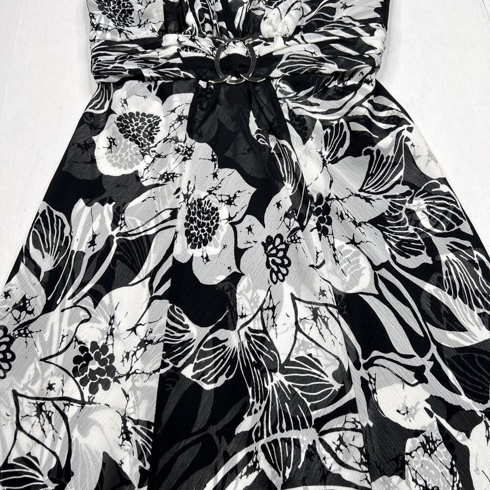 WHBM Halter Tie Floral Satin Flowy Chiffon Maxi Cocktail Gown Size 6‎ - NWOT - Picture 7 of 11